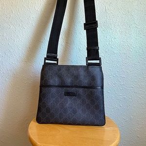 Gucci Crossbody Bag, Black & Grey canvas